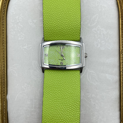 Green Textured Leather Watch