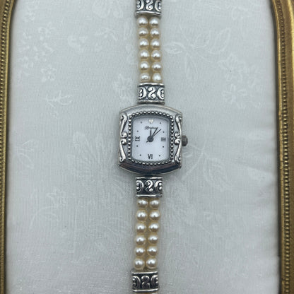 Stunning Silver-Toned Pearl Bracelet Watch