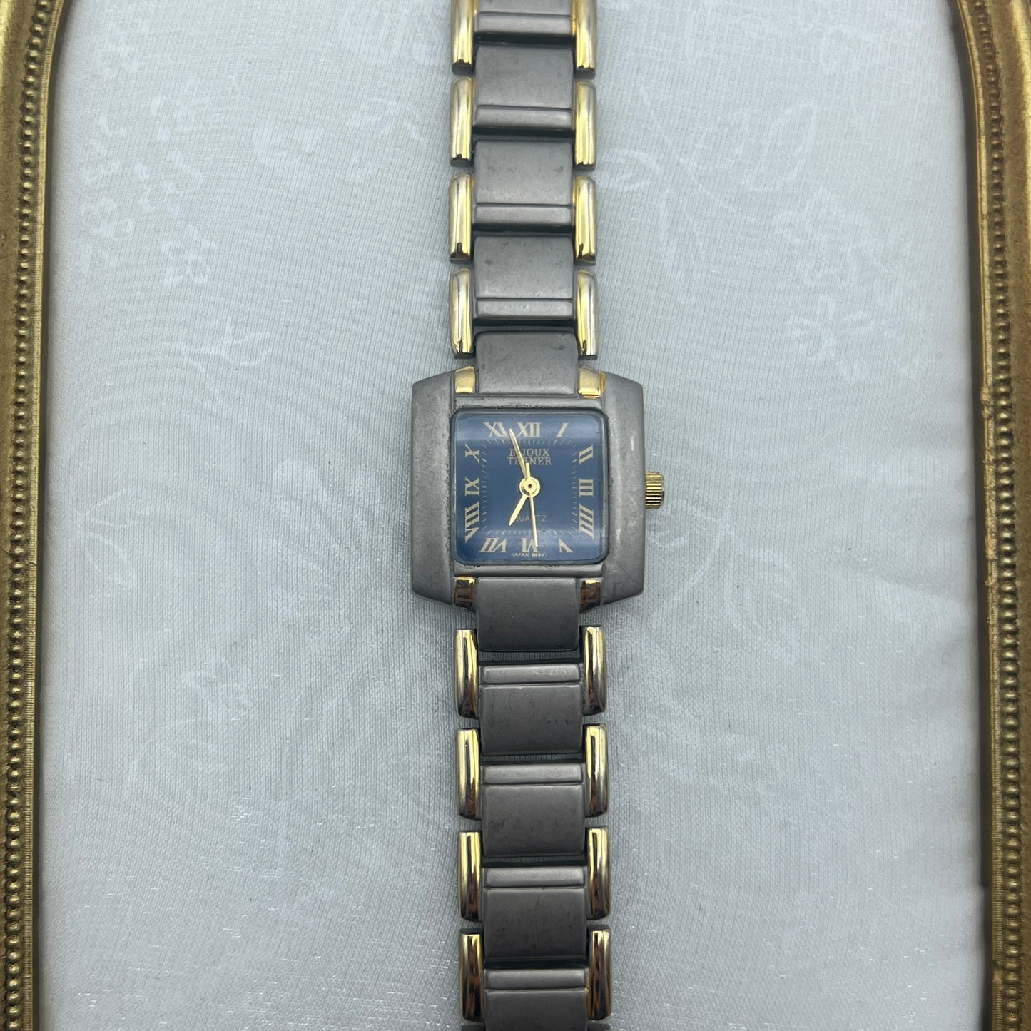 Two-Toned Watch with Square Royal Blue Dial
