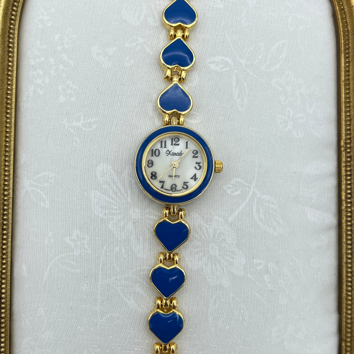 Unique Blue Hearts Watch with Mother of Pearl Dial