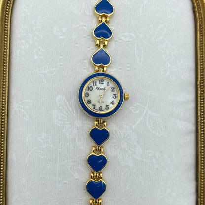 Unique Blue Hearts Watch with Mother of Pearl Dial