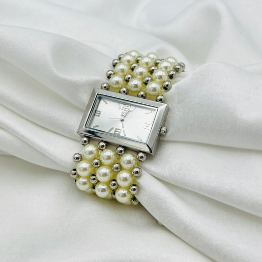 Silver-Toned Pearl Watch