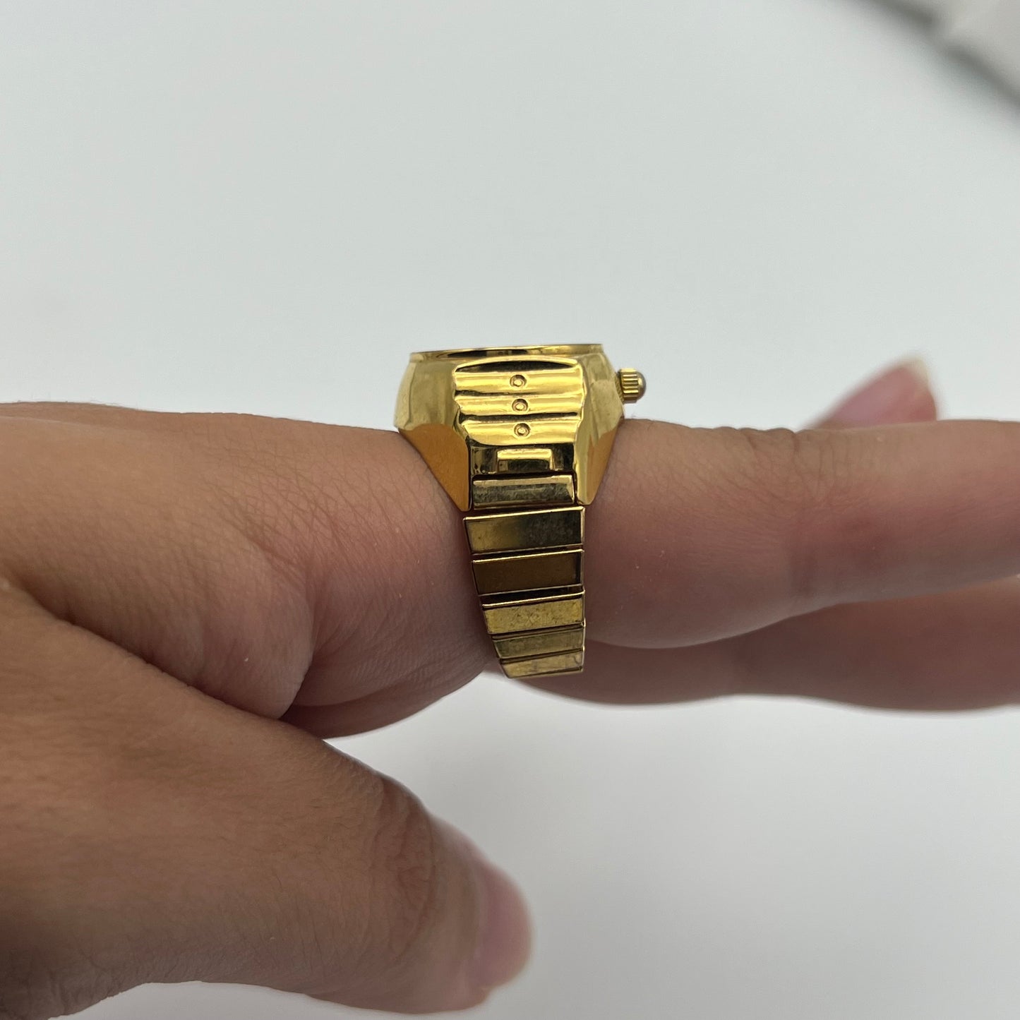 Black Detailed Watch Ring