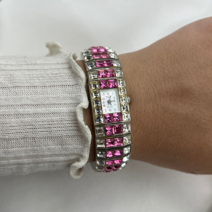 Pink Diamanté Bangle Watch
