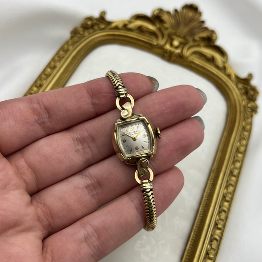 Dainty Gruen 10k Gold Plated Bezel Watch