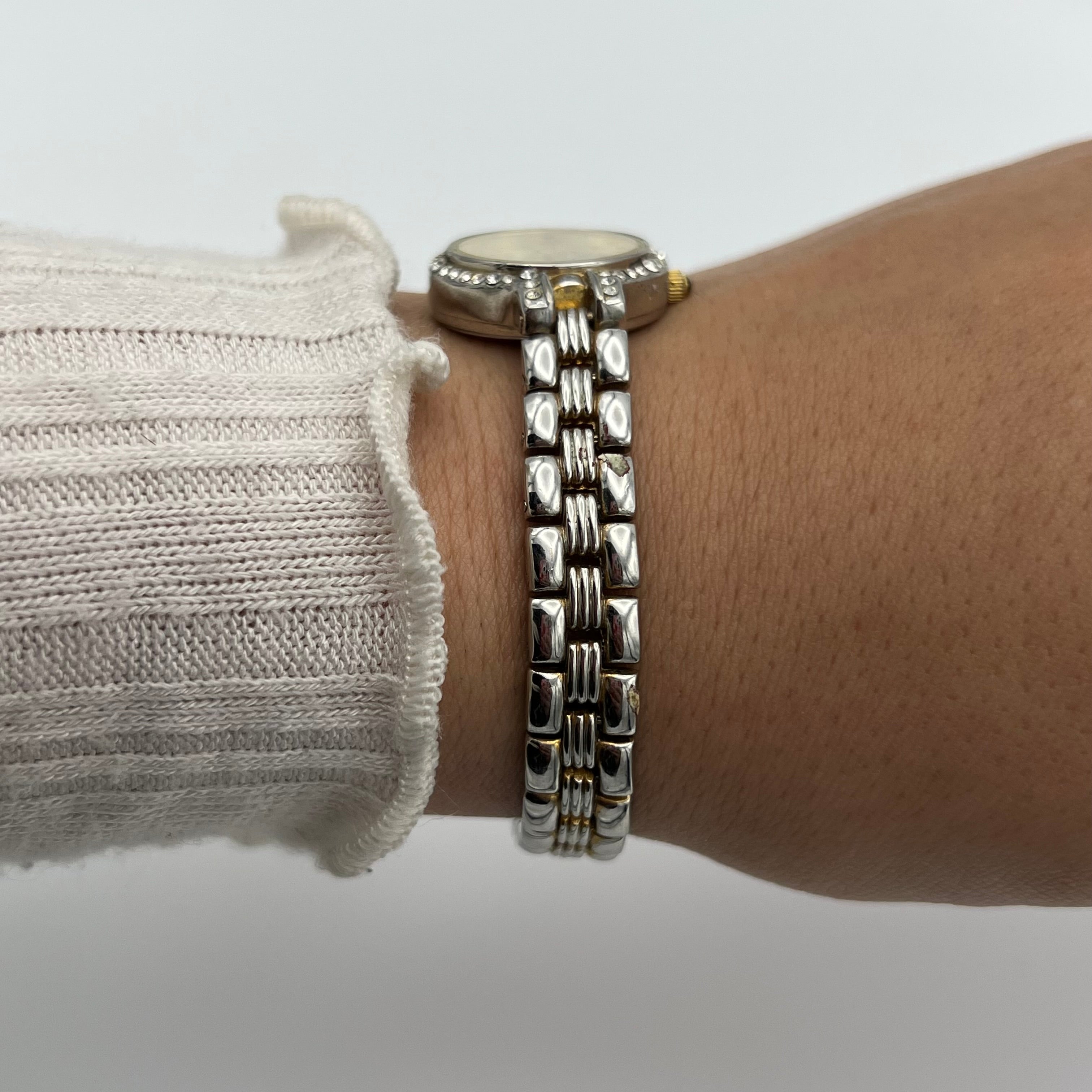 ✨🩶 Dainty Two-Toned Diamanté Watch