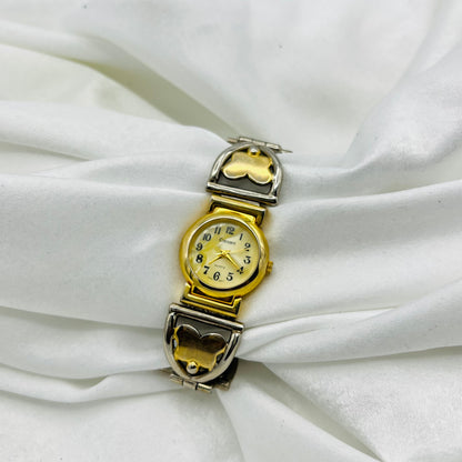 Gold-Toned Watch with Butterfly Strap