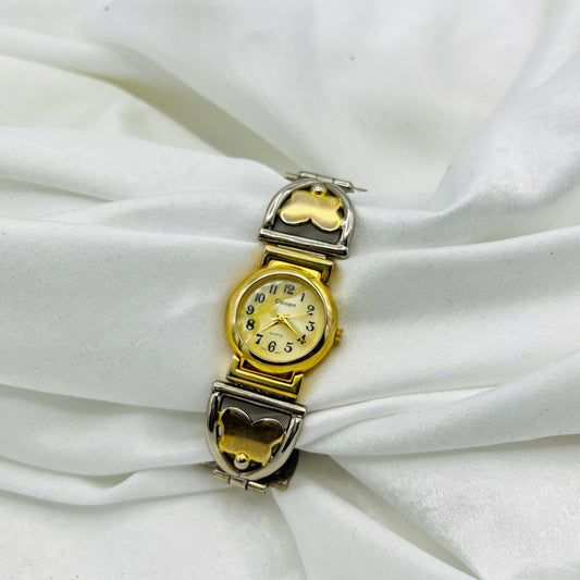 Gold-Toned Watch with Butterfly Strap