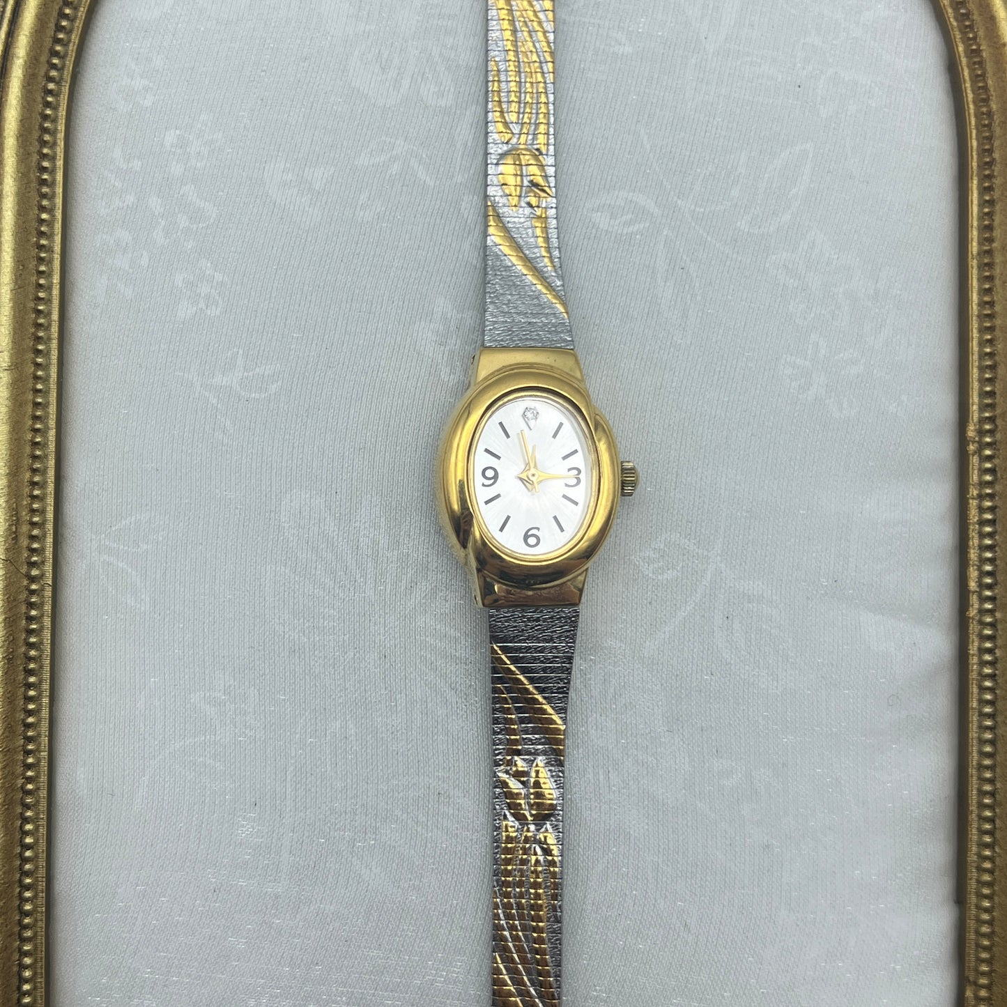 Two-Toned Embossed Flower Watch