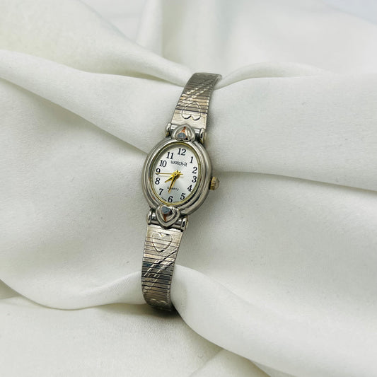 Silver-Toned Heart Watch