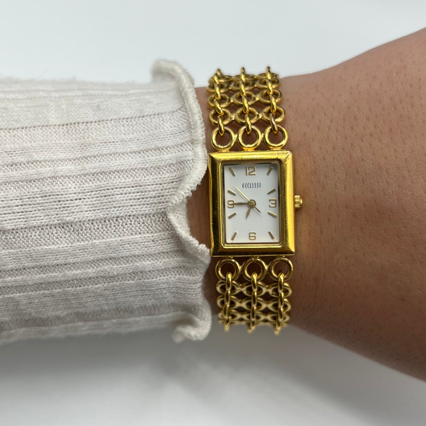 Gold-Toned Watch with Rectangular Dial