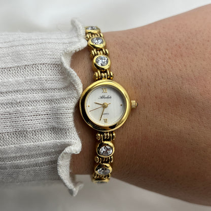 Elegant Gold-Tone Diamanté Watch