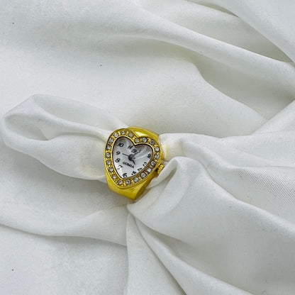 💛 Gold-Toned Heart Watch Ring