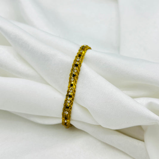 🖤💛 Gold-Toned Bracelet with Black Accents