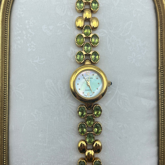 RARE Marcel Drucker Green Gemstone Watch