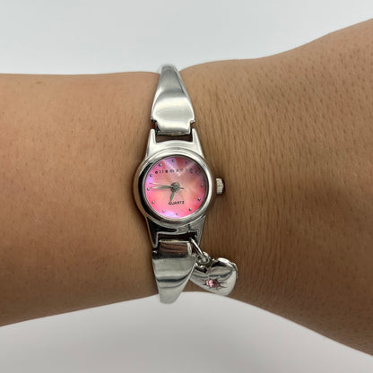 Pink Dial with Heart Charm Watch