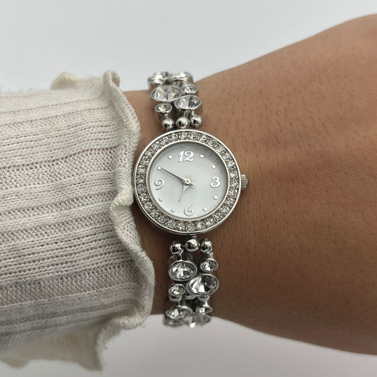 Diamanté Silver-Toned Watch