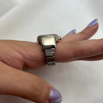 Silver-Tone Ring Watch