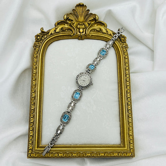 Art Deco Blue Gemstone & Baguette Watch