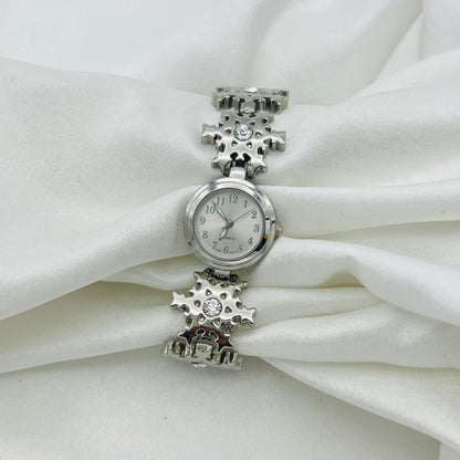 Silver-Toned Snowflake Watch