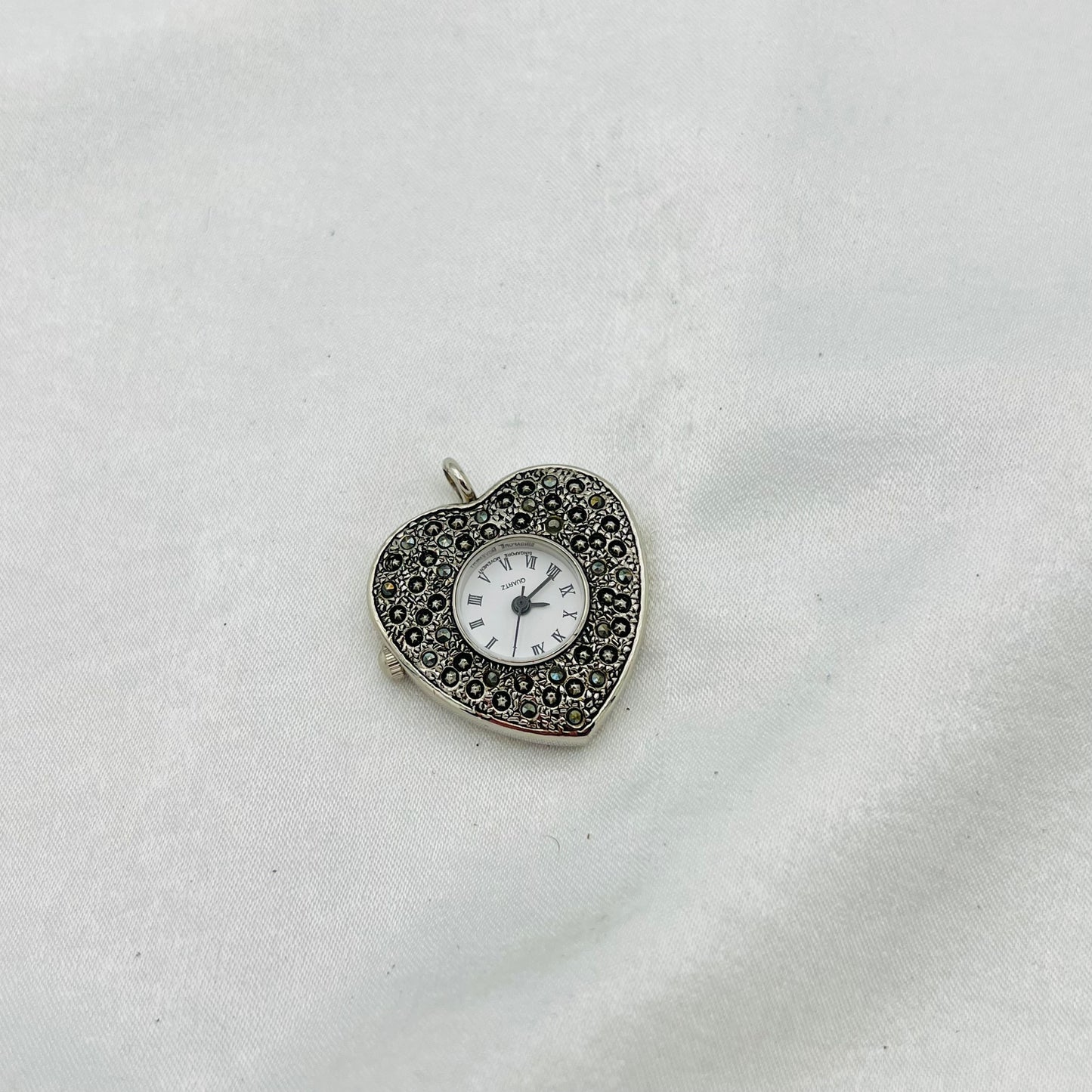 Art Deco Heart Watch Pendant
