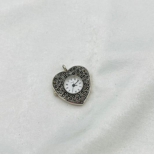 Art Deco Heart Watch Pendant