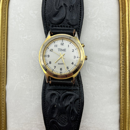 Embossed Leather Gold-Tone Watch