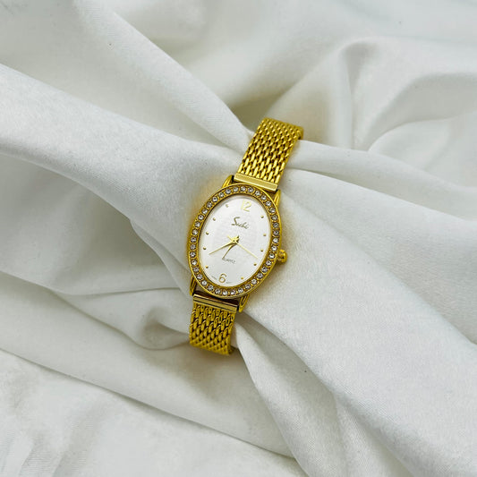 Diamanté Gold-Toned Watch
