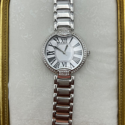 Silver-Tone Pave Watch