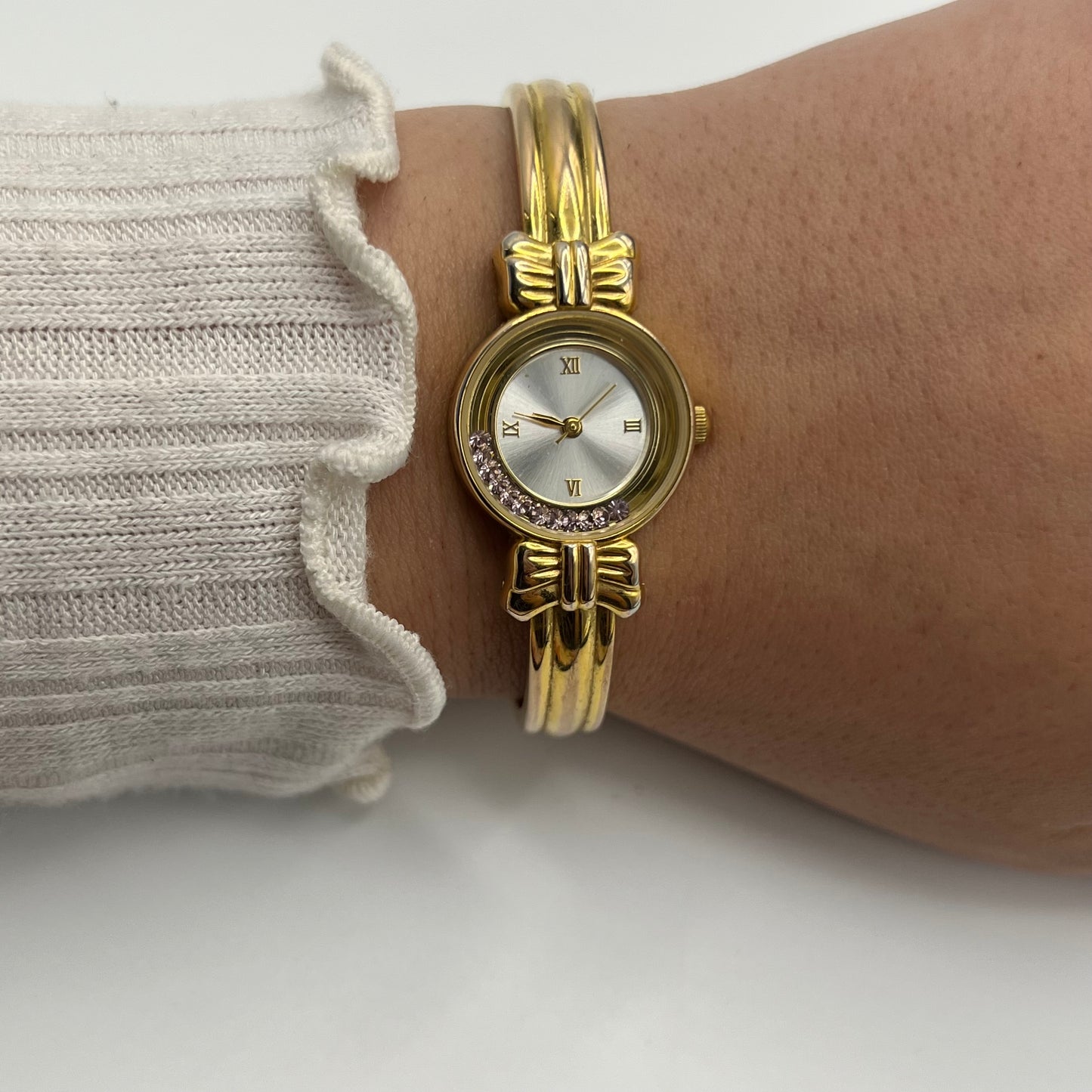 🎀 Pink Rhinestone Bow Watch
