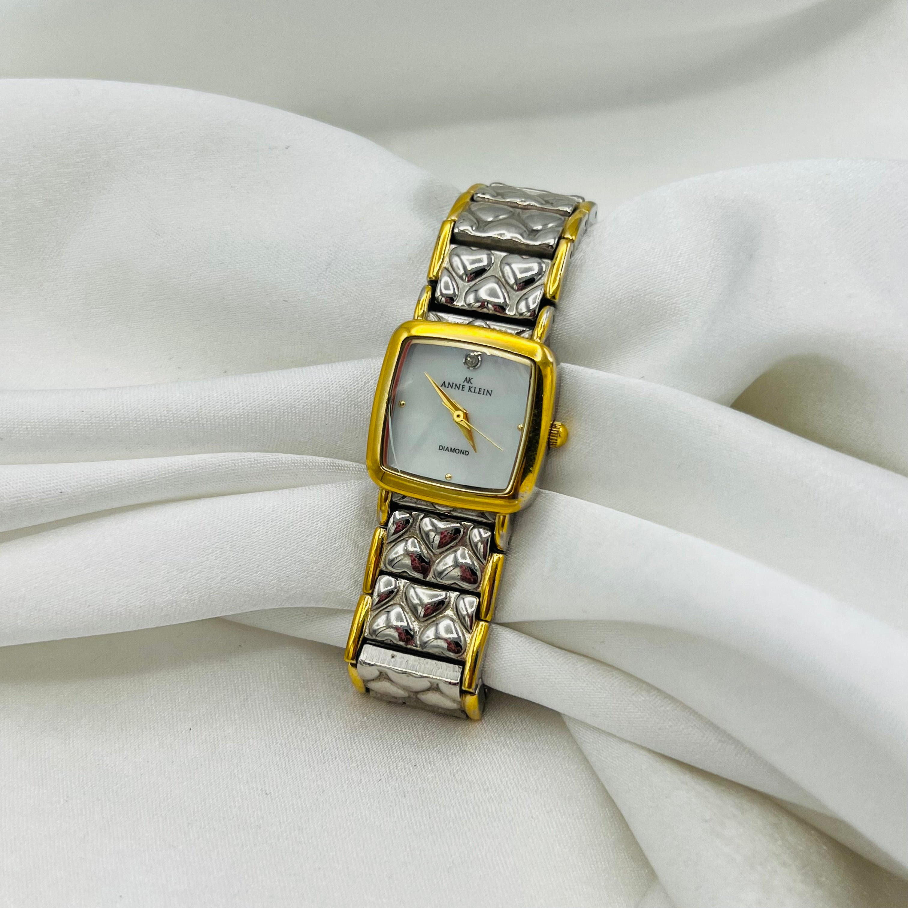 🩶💛 Anne Klein Two-Toned Heart Watch