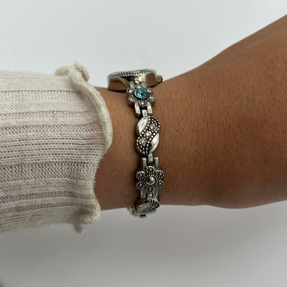 Blue Flower Diamanté Watch