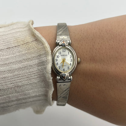 Silver-Toned Heart Watch