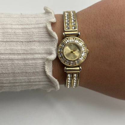 Gold-Toned Watch with Diamanté Strap