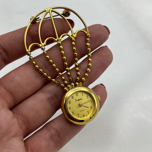 Hot Air Balloon Watch Brooch
