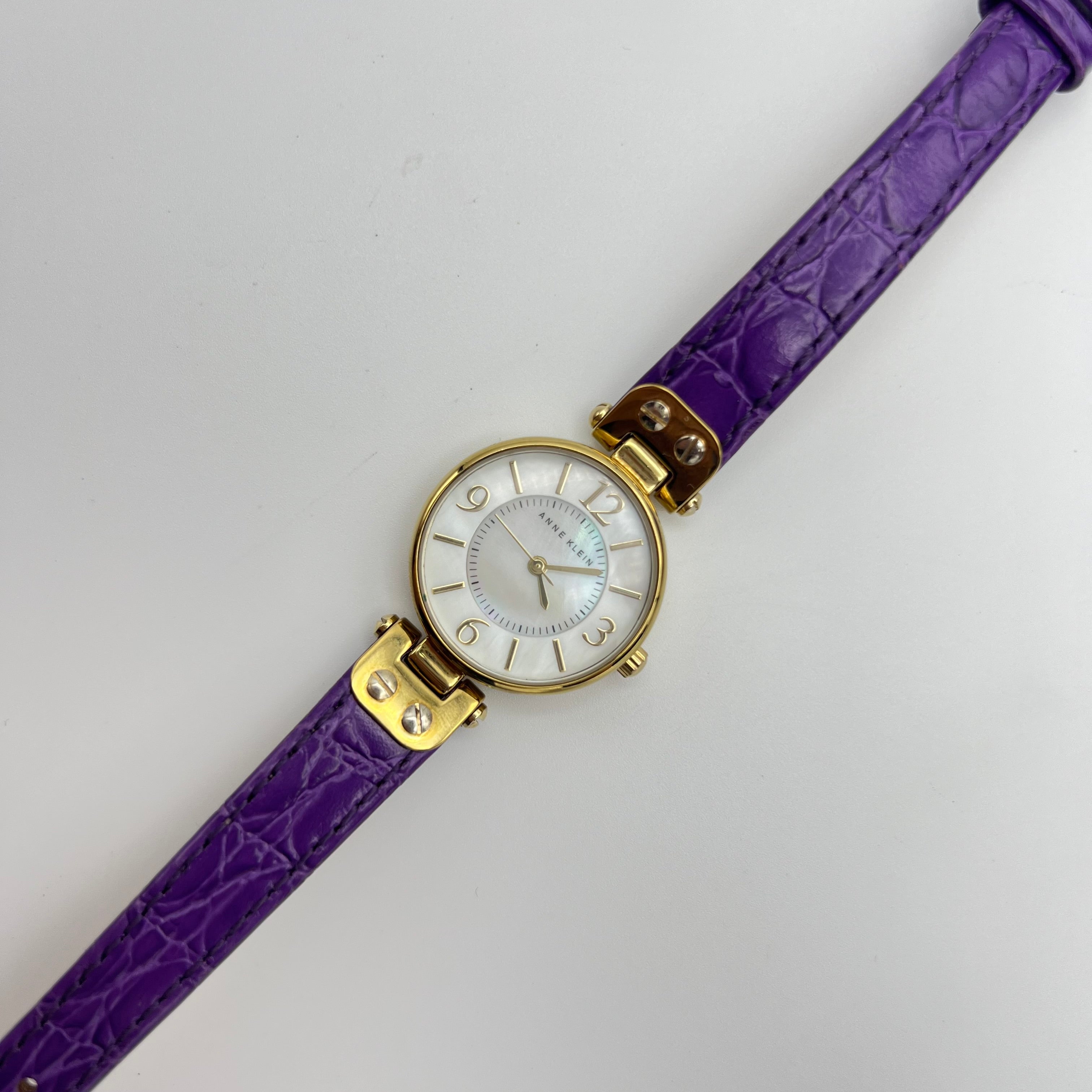 💜 Anne Klein Watch with Purple Leather Strap