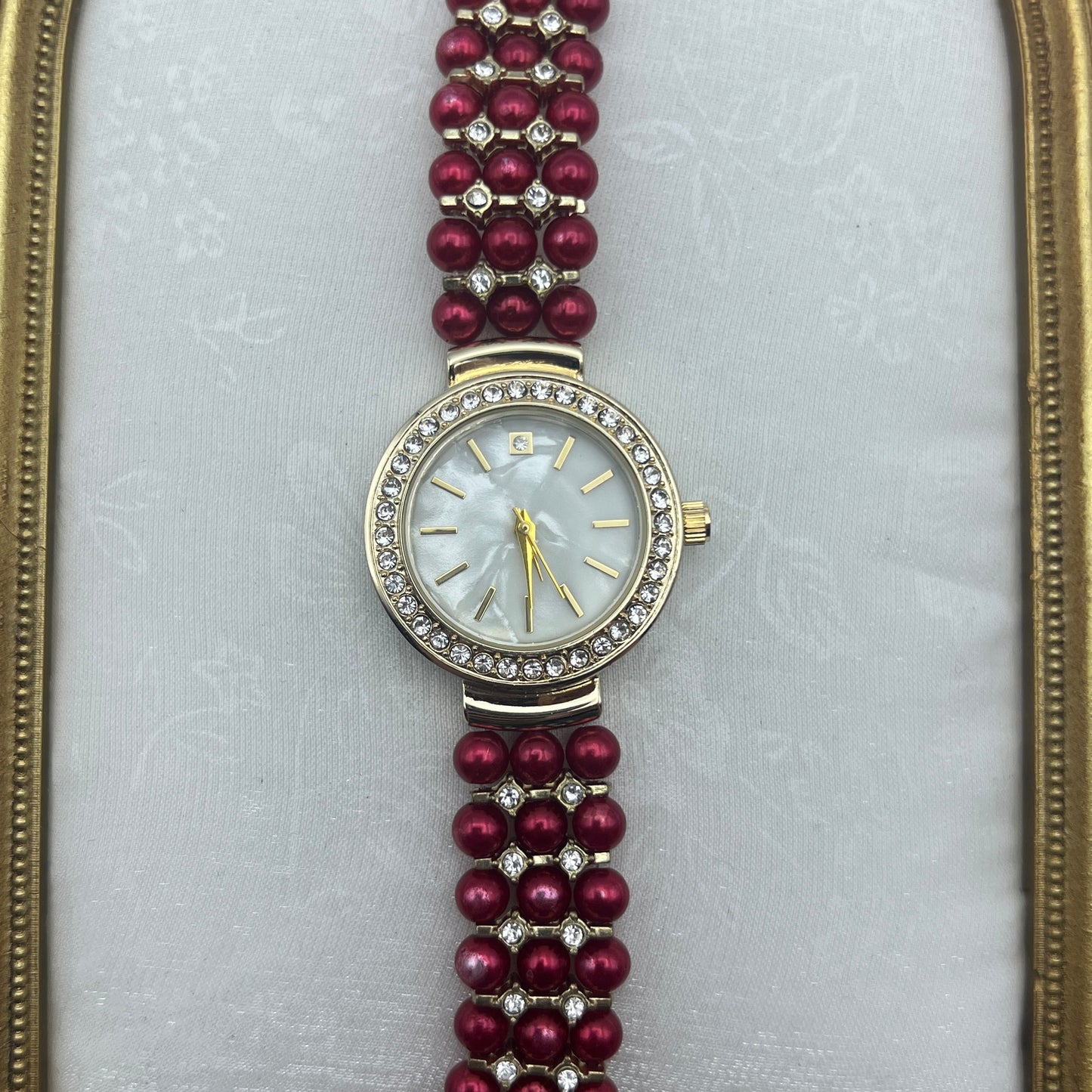 Red Beaded Diamanté Watch