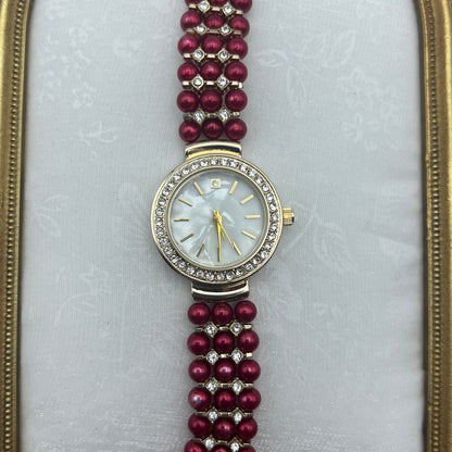 Red Beaded Diamanté Watch
