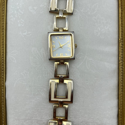 Cream Geometric Square Watch