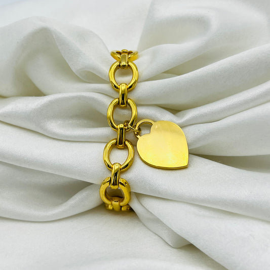 Gold-Toned Watch with Heart Charm
