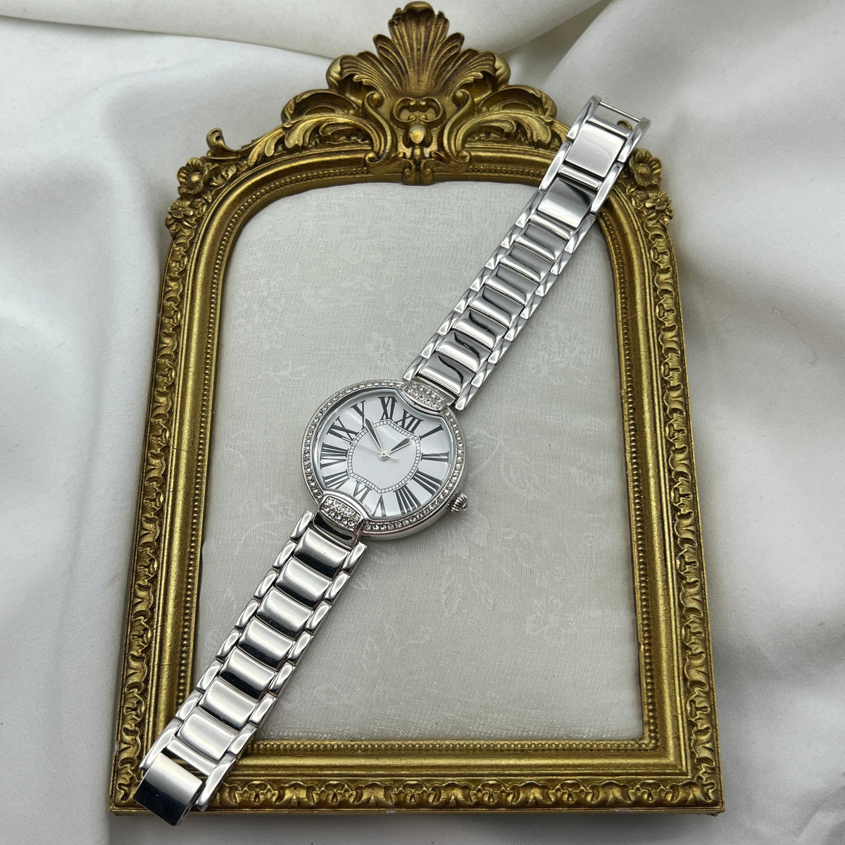 Silver-Tone Pave Watch