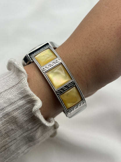 Yellow Inlay Accent Cuff Watch