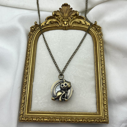 Cat Peek-a-boo Necklace Watch