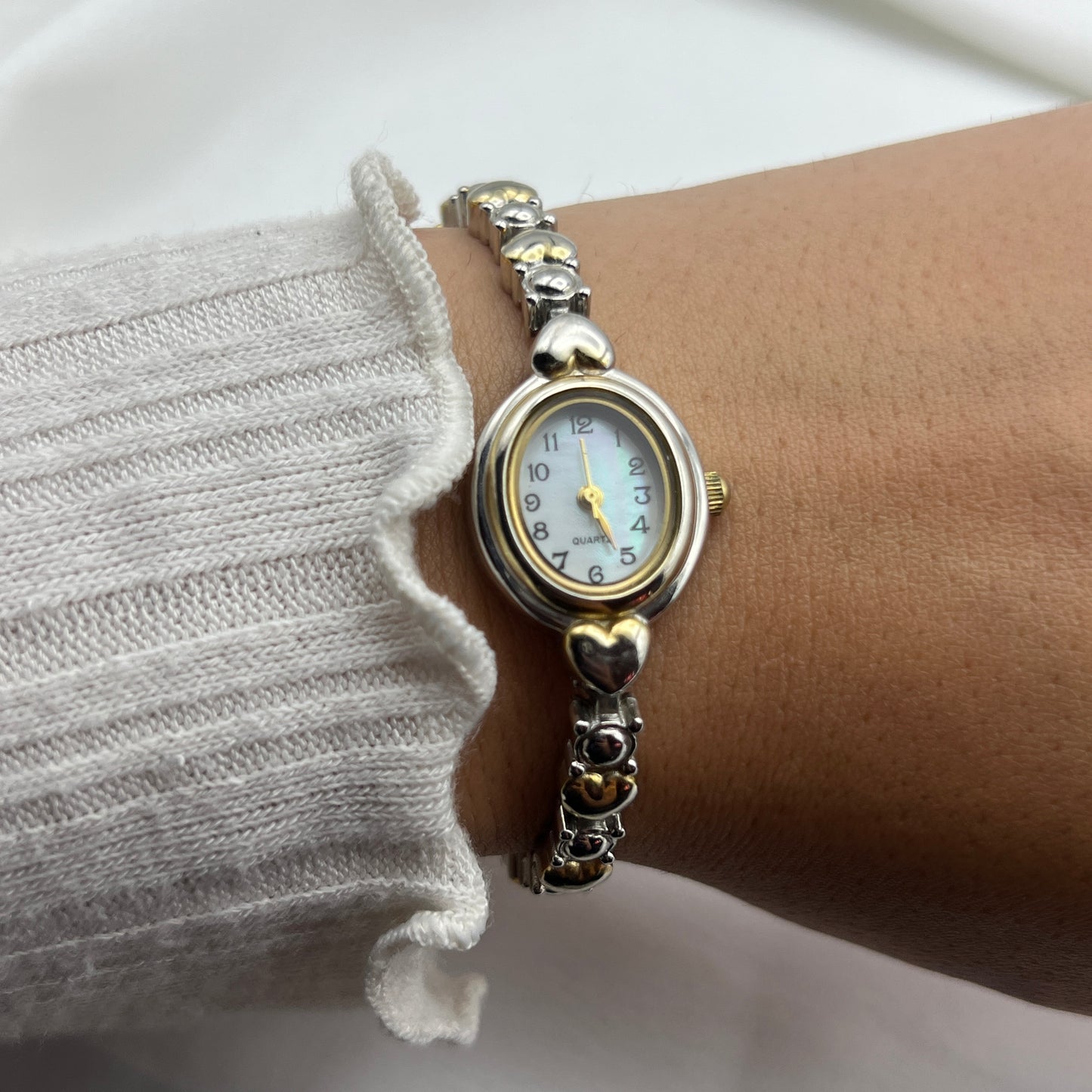 Two-Tone Heart Strap Watch