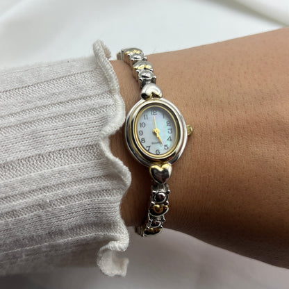 Two-Tone Heart Strap Watch