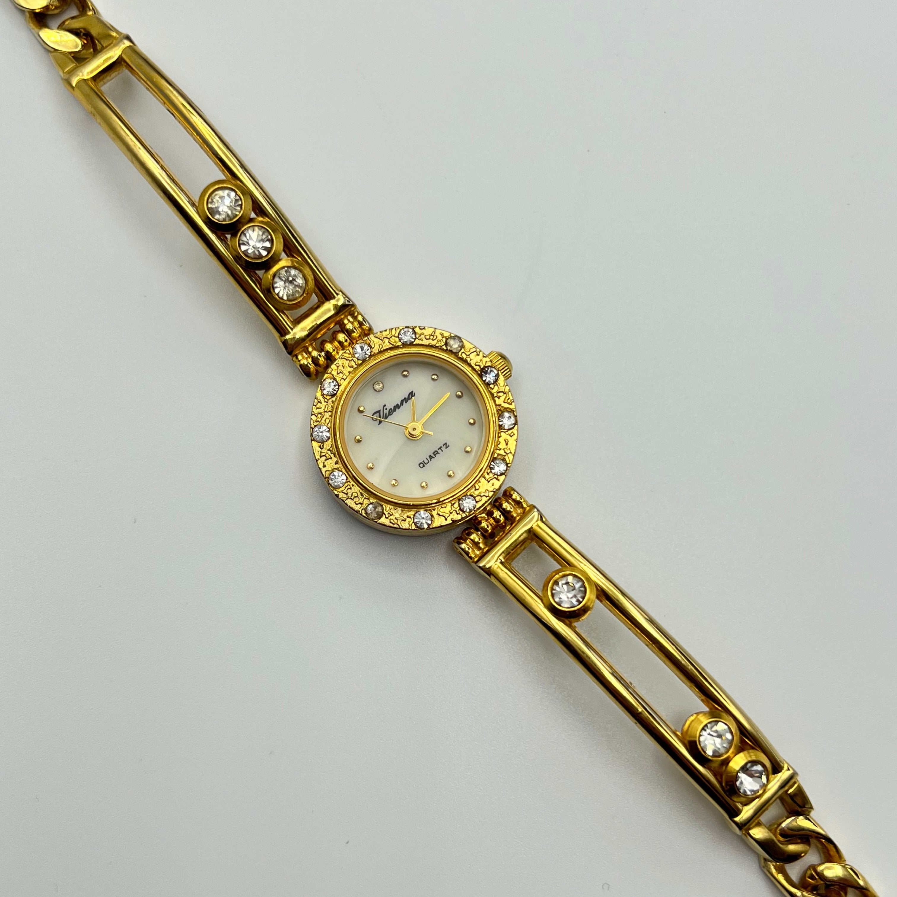 💛 Gold-Toned Watch with Rhinestone Charms