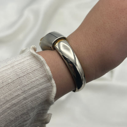 Futuristic Cuff Watch with Champagne Dial