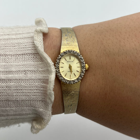Flower Embossed Gold-Toned Watch