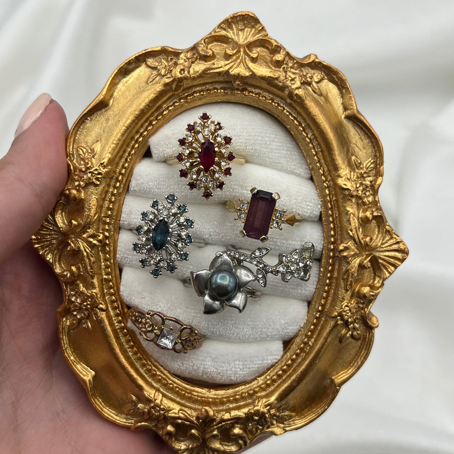 Art Nouveau Square Diamanté Ring