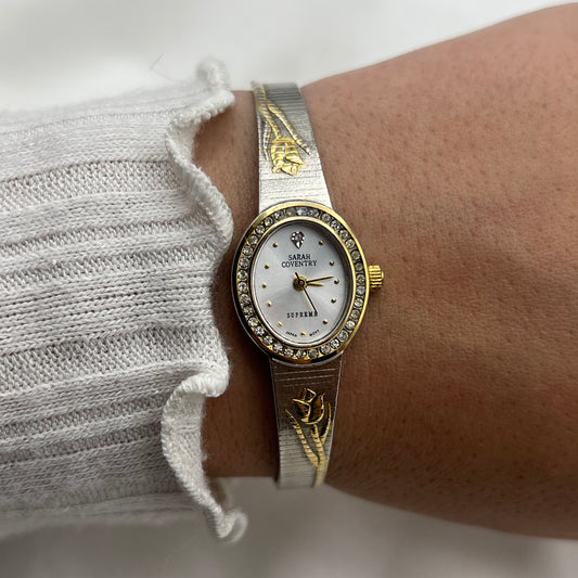 Two-Tone Flower Detailed Watch